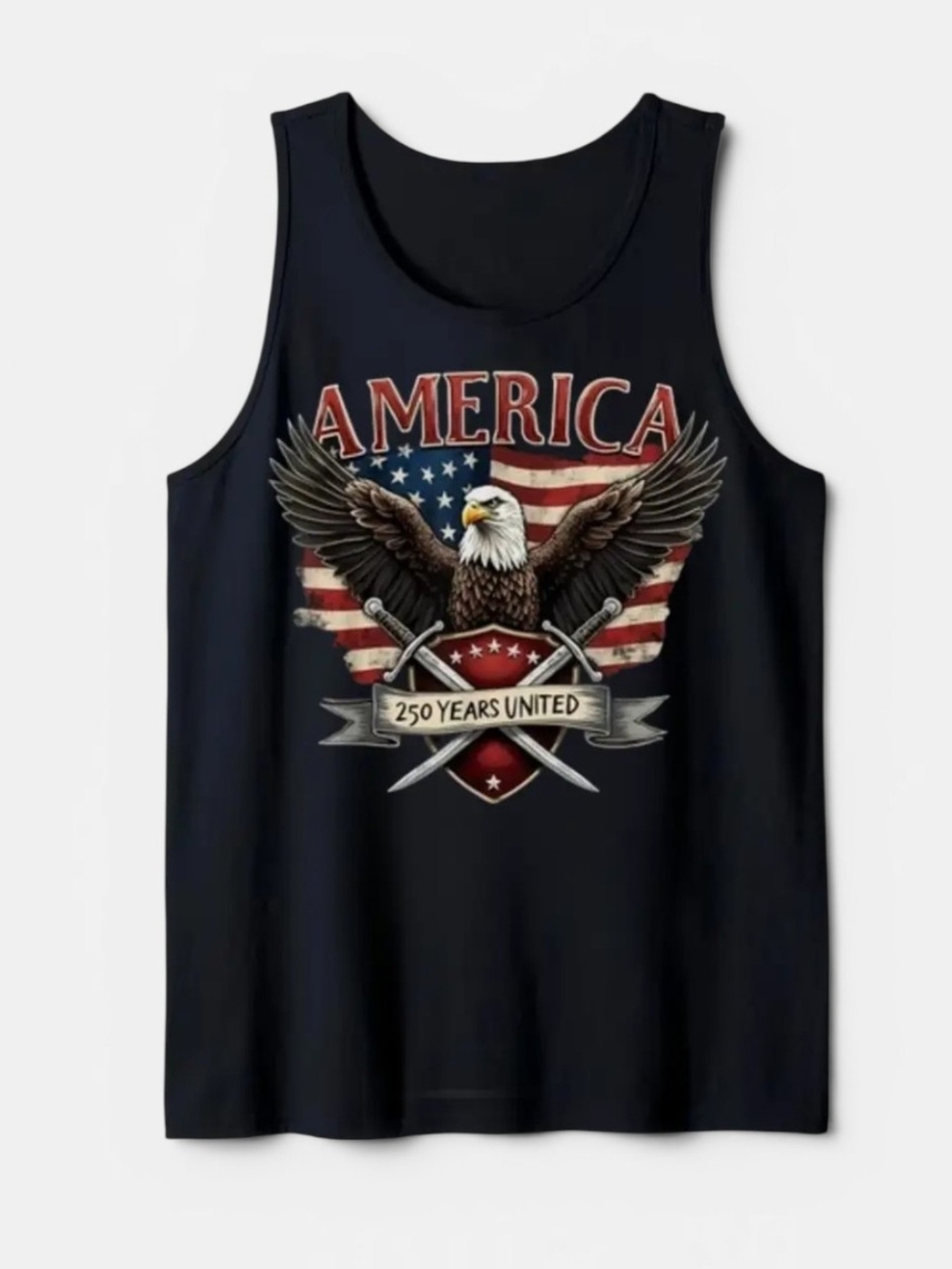 American Eagle Outfitters Black Patriotic Eagle Graphic Tank